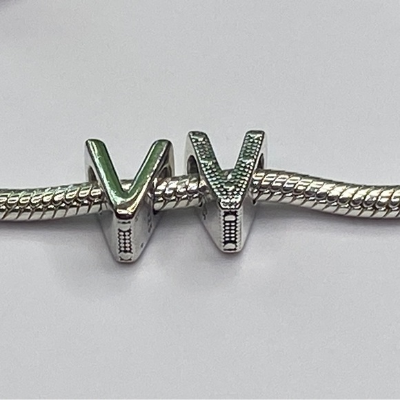 Sterling Silver Letter V Charm - Picture 6 of 8